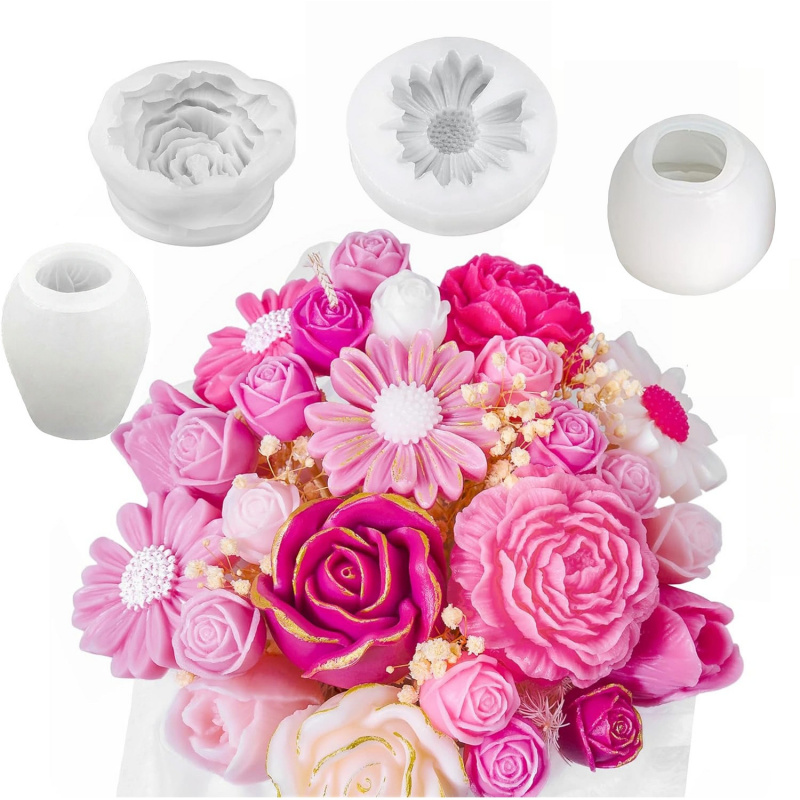 Candle Making Tips - 4Flower Candle Mold Set，Used for candle