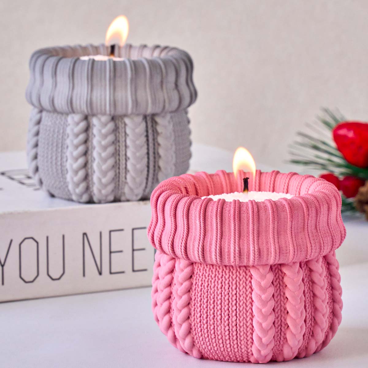 Candle Making Yarn - Knitted Yarn Candle Jar Silicone Mold
