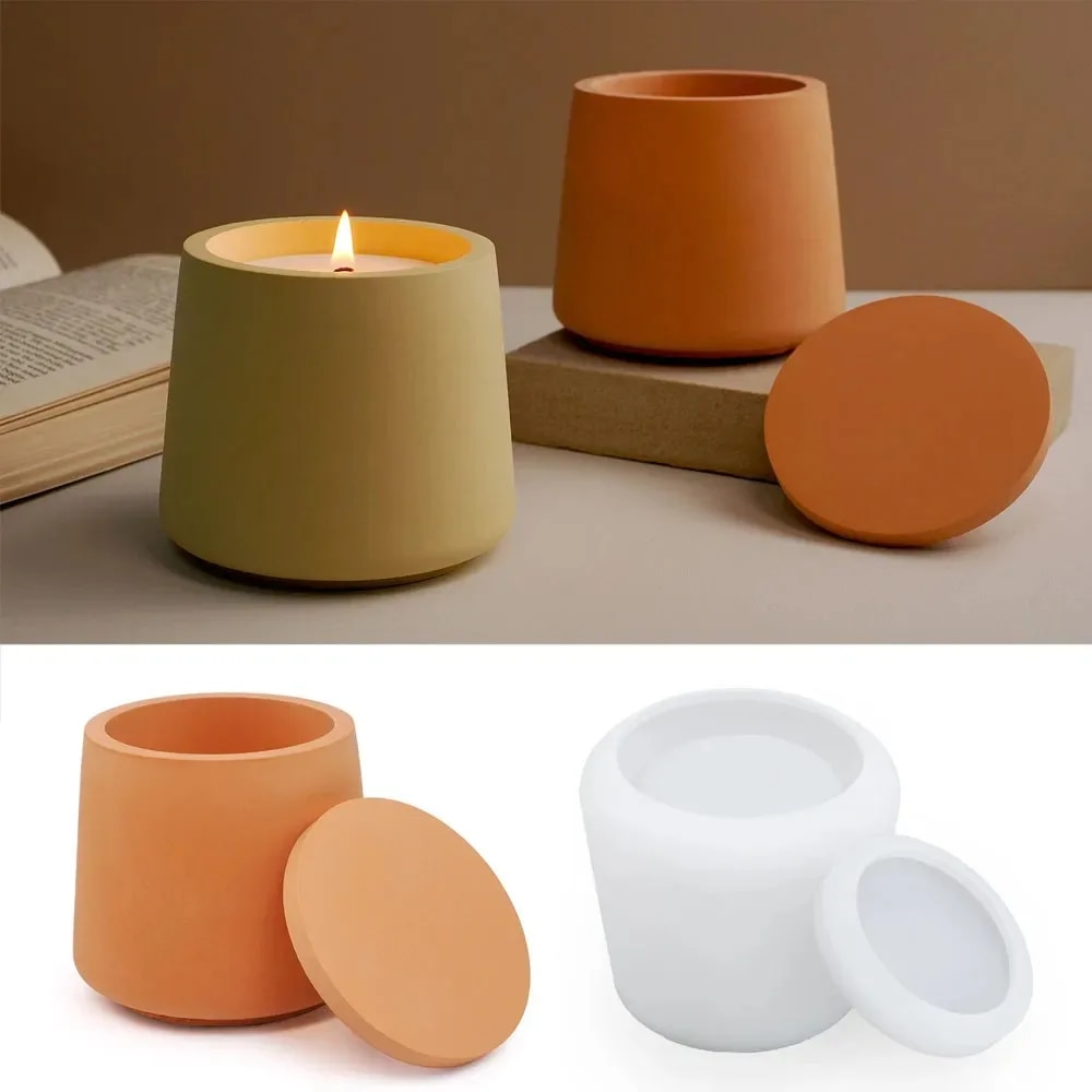 Candle Making Jars With Lids - Round Candle Jar Silicone Mold DIY