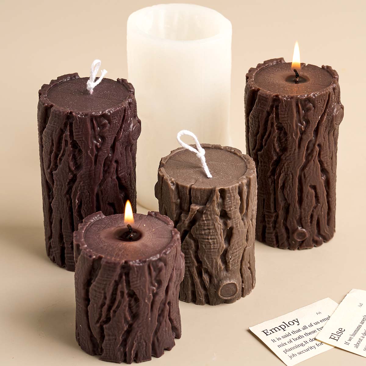 Candle Making Homewood - Wood Grain Cylindrical Silicone Candle Mold