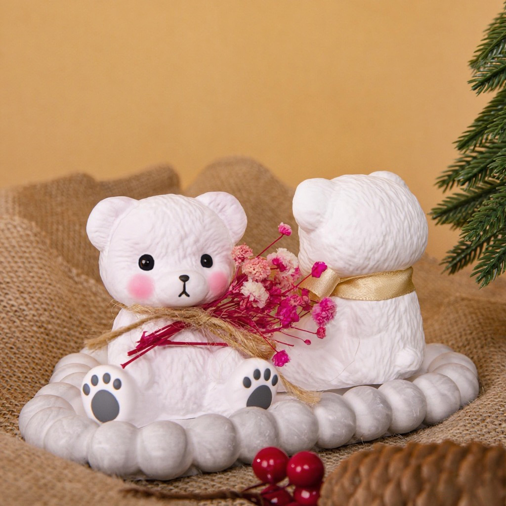 Candle Making Diy - 3PCS Couple Bear Silicone Mold Set