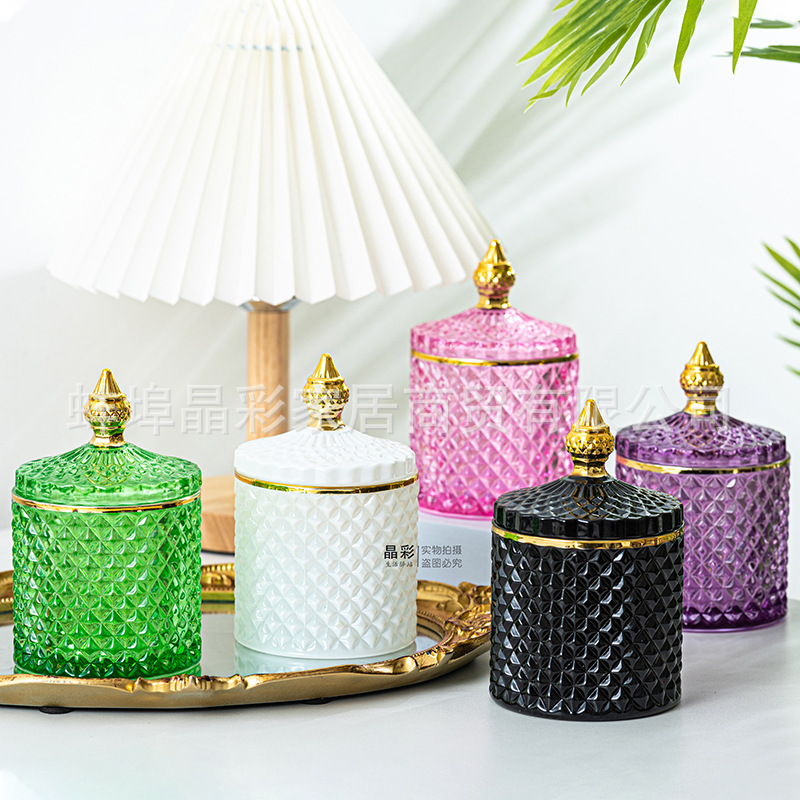 Stained Glass Storage Jar with - Candle Making Glass Jars 评论和价格