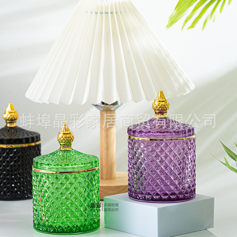 Stained Glass Storage Jar with - Candle Making Glass Jars 评论和价格