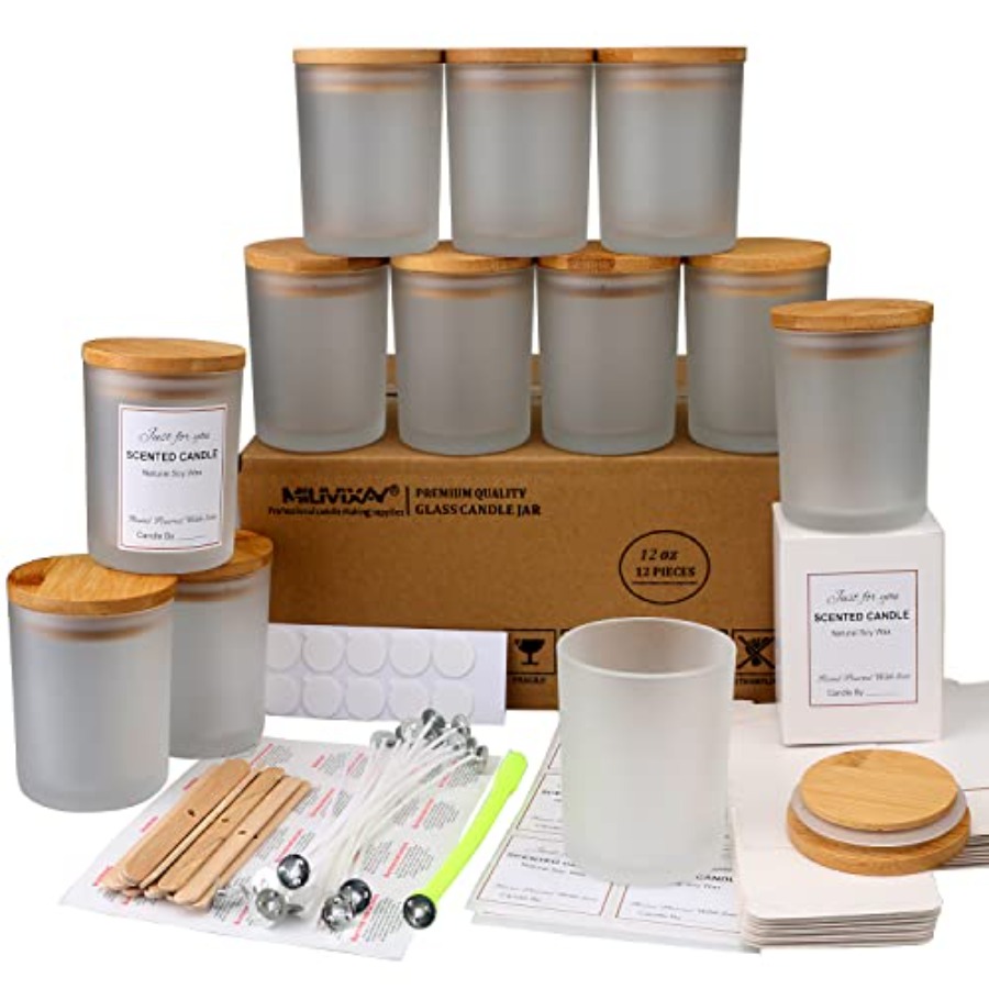 12 Pack 12 OZ Glass Candle Jar - Candle Making Glass Jars 评论和价格