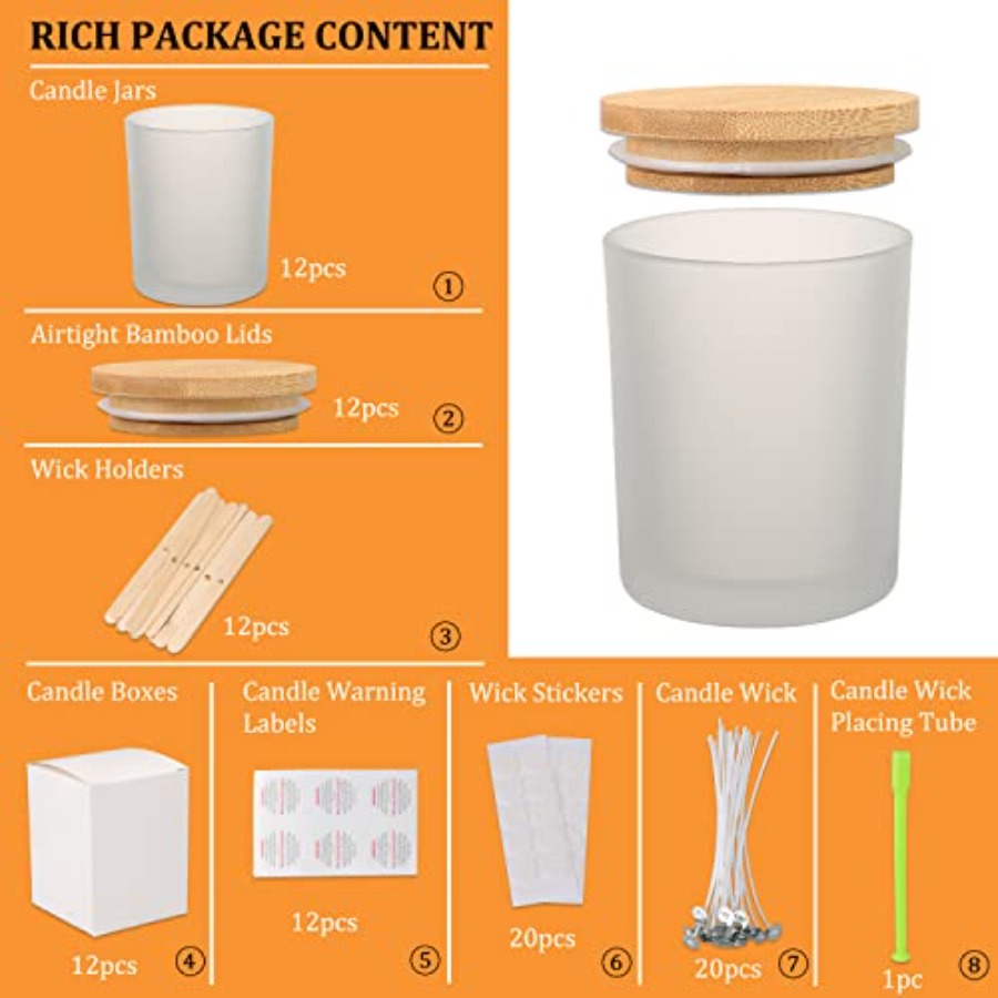 12 Pack 12 OZ Glass Candle Jar - Candle Making Glass Jars 评论和价格