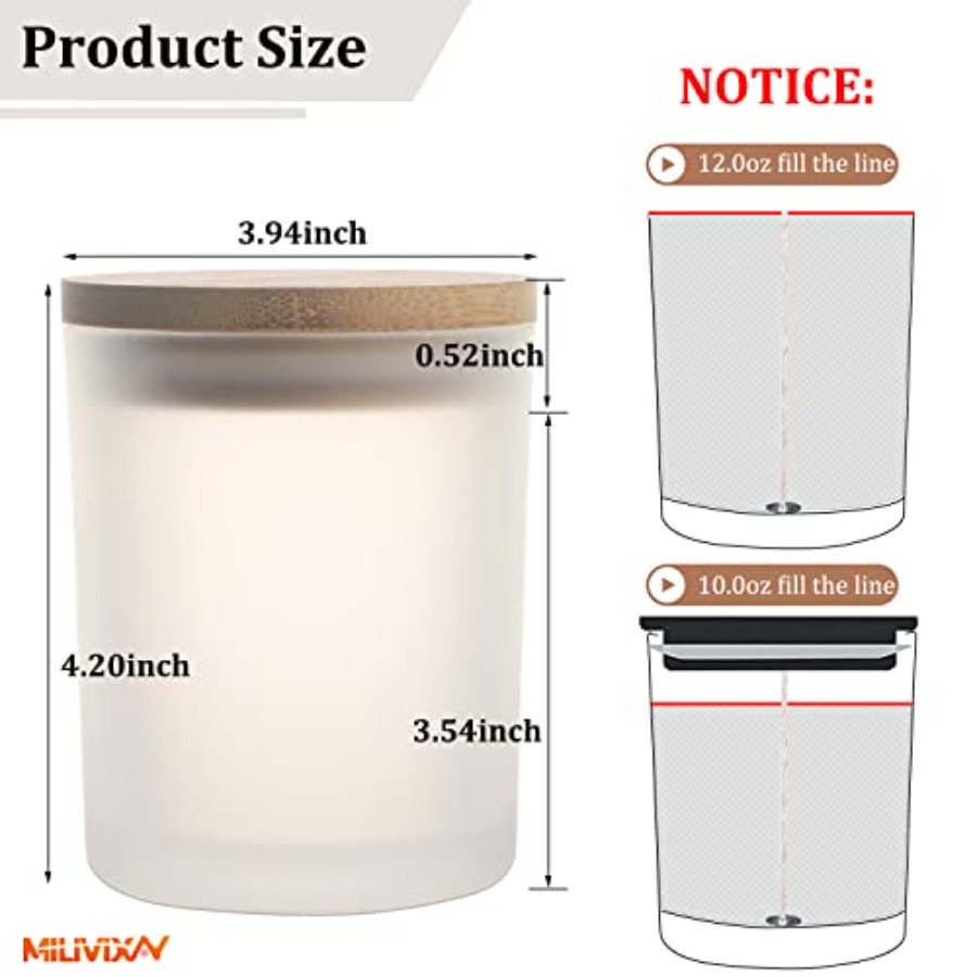 12 Pack 12 OZ Glass Candle Jar - Candle Making Glass Jars 评论和价格