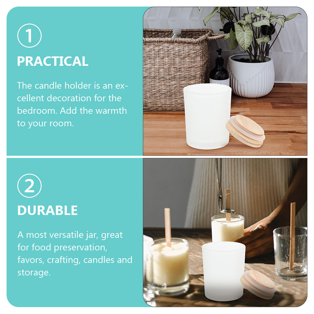 Empty Glass Jar with Wooden Li - Candle Making Homewood 评论和价格