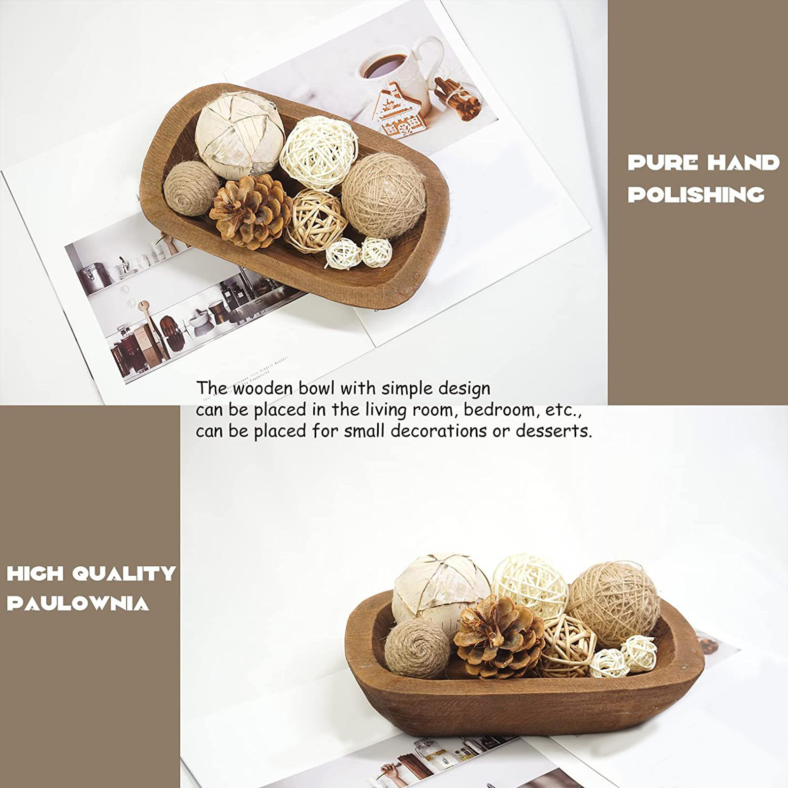 1Pc Solid Wooden Dough Bowl Ca - Candle Making Homewood 评论和价格