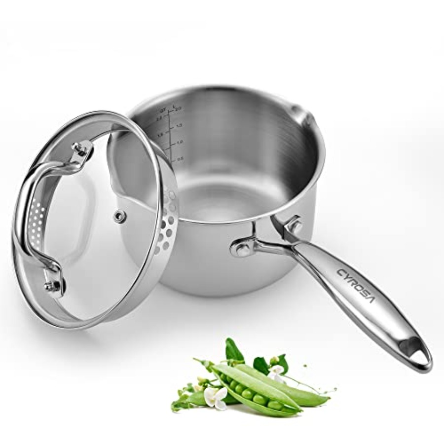 Stainless Steel Saucepan 2.0 Q - Pour Pot Aluminum 评论和价格