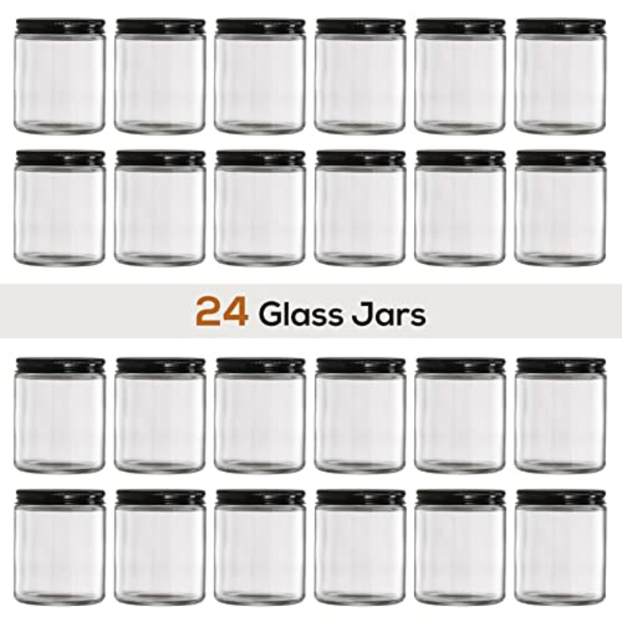 Pack, 8 OZ Thick Glass Jars wi - Candle Making Glass Jars 评论和价格