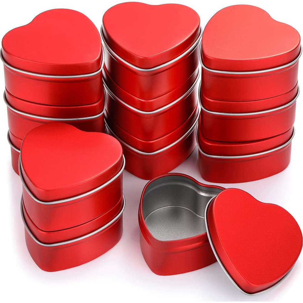 2 oz Heart Shaped Metal Tins w - Candle Making Jars With Lids 评论和价格