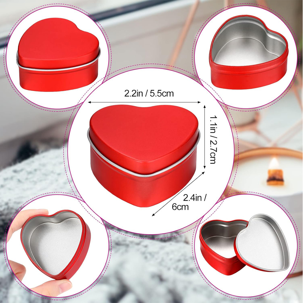 2 oz Heart Shaped Metal Tins w - Candle Making Jars With Lids 评论和价格