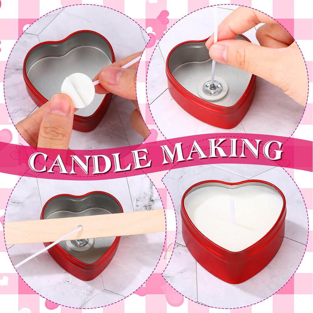 2 oz Heart Shaped Metal Tins w - Candle Making Jars With Lids 评论和价格