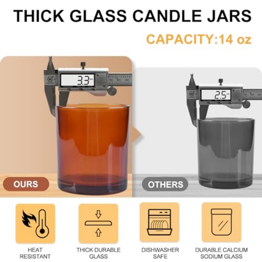 14 OZ Thick Candle Jars for Ma - Candle Making Jars With Lids 评论和价格