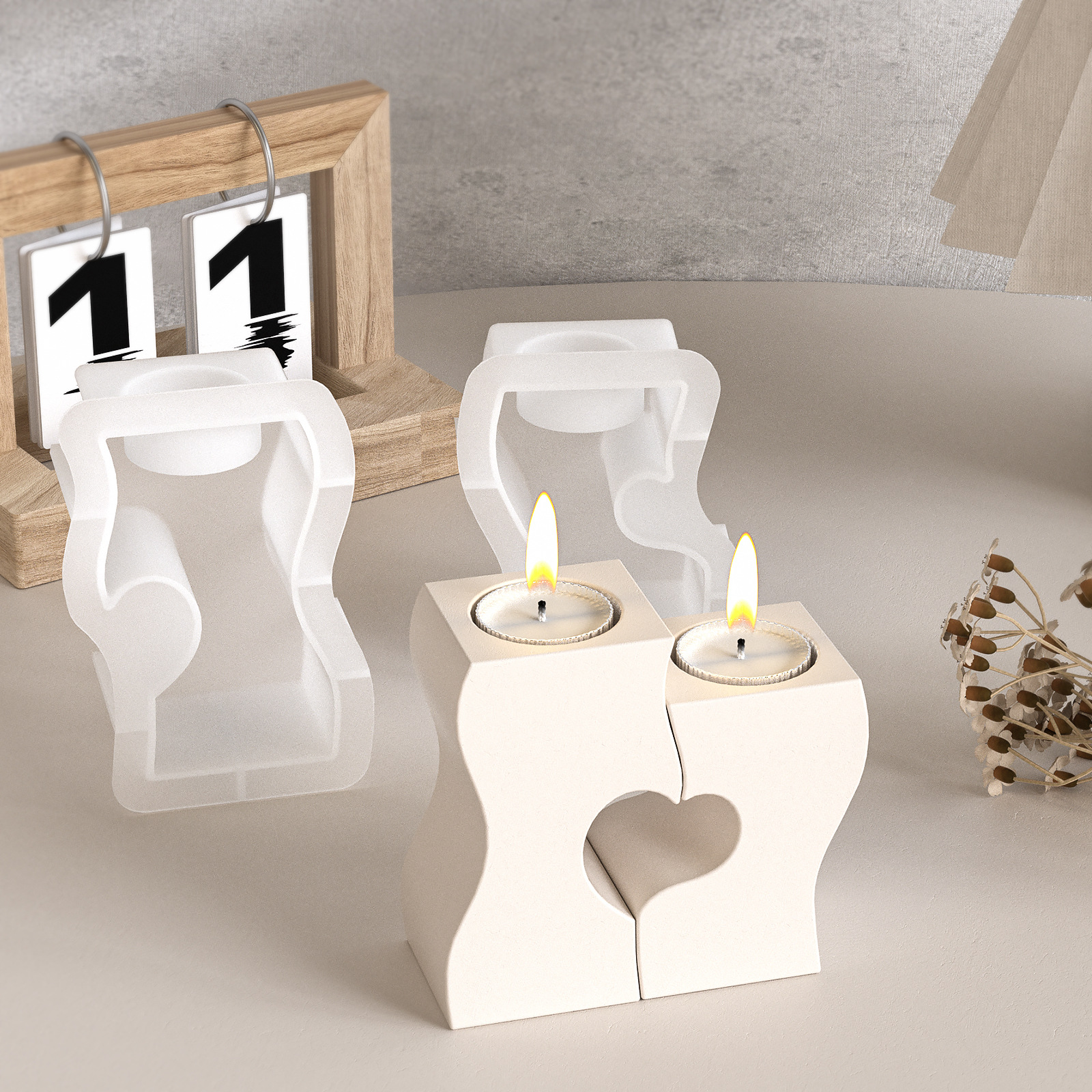 S Heart Candlestick Silicone M - Candle Making Diy 评论和价格