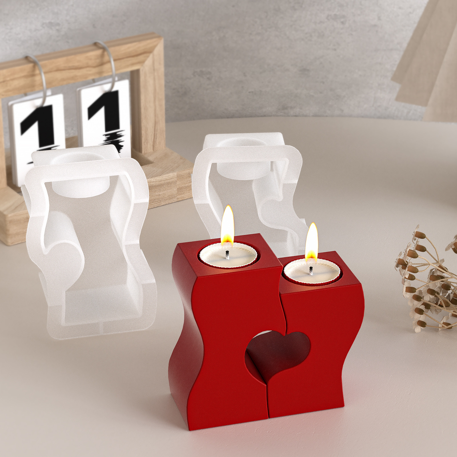 S Heart Candlestick Silicone M - Candle Making Diy 评论和价格