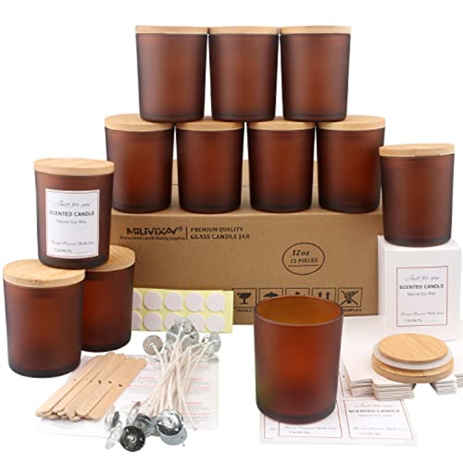12 Pack 12 OZ Glass Candle Jar - Candle Making Glass Jars 评论和价格