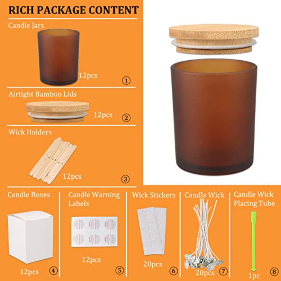 12 Pack 12 OZ Glass Candle Jar - Candle Making Glass Jars 评论和价格