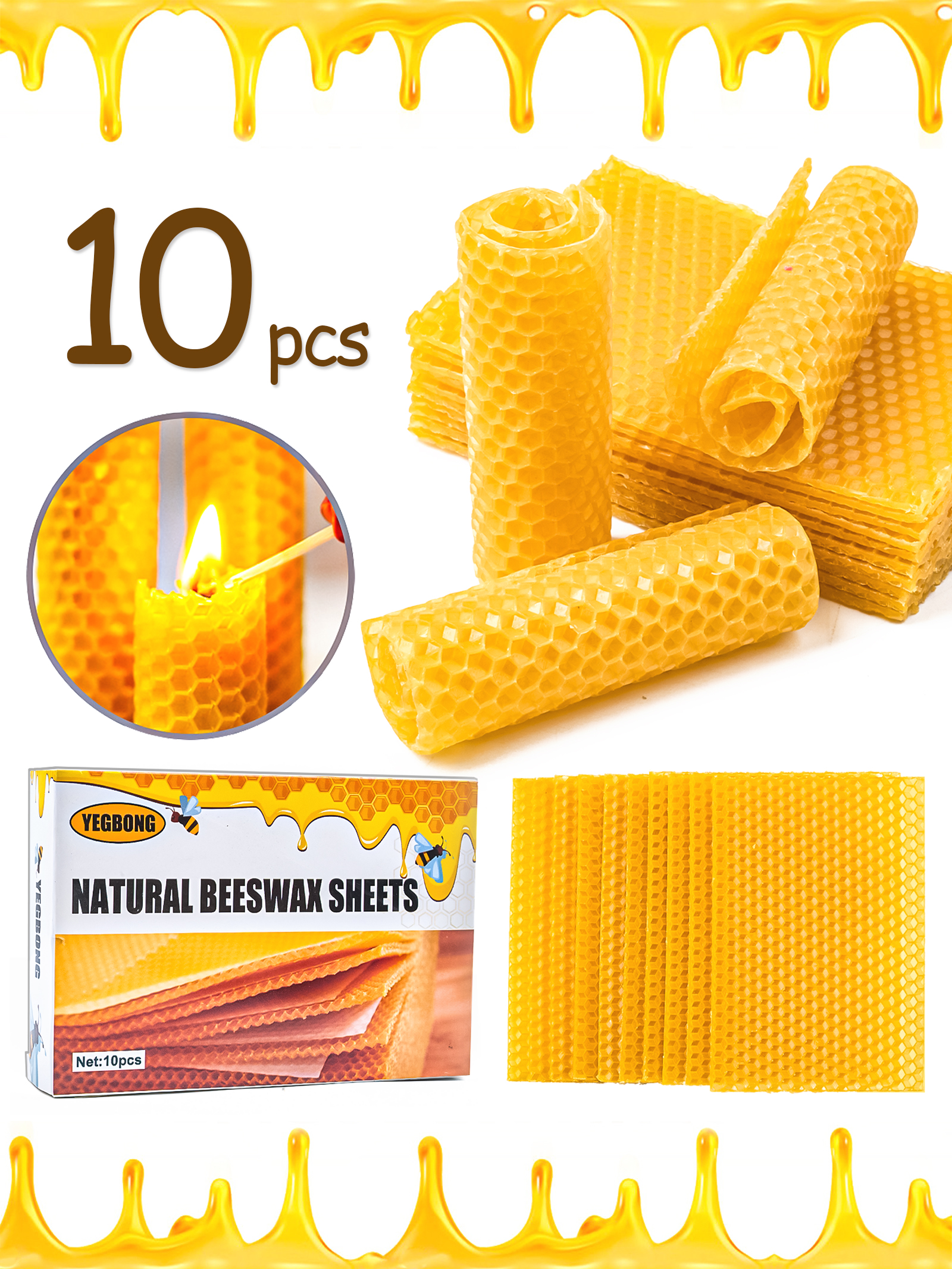 10Pcs Natural Honeycomb Bee Wa - Candle Making Tips 评论和价格