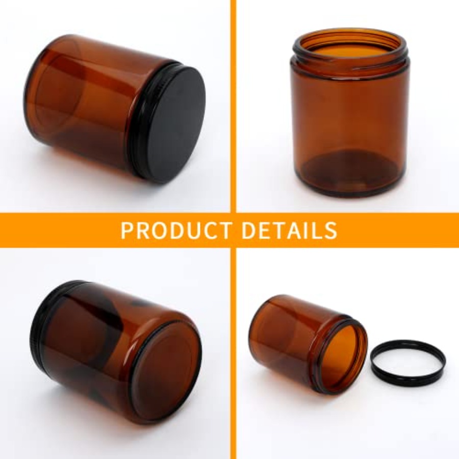 8oz Amber Candle Jars Set of 3 - Candle Making Glass Jars 评论和价格