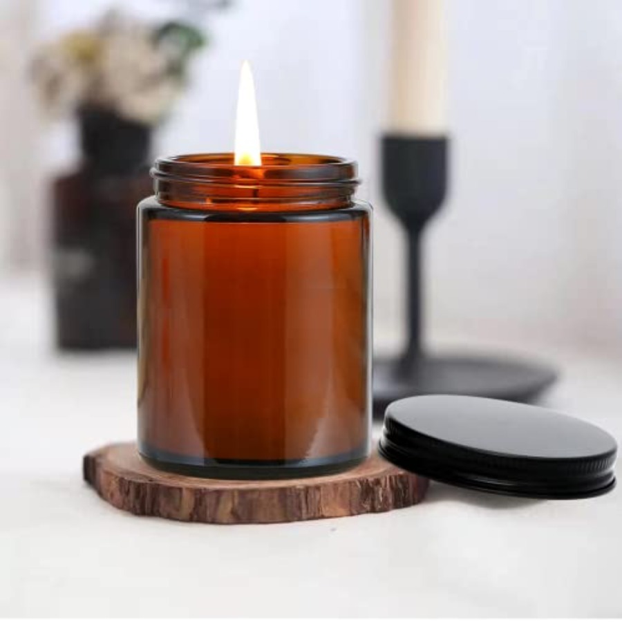8oz Amber Candle Jars Set of 3 - Candle Making Glass Jars 评论和价格