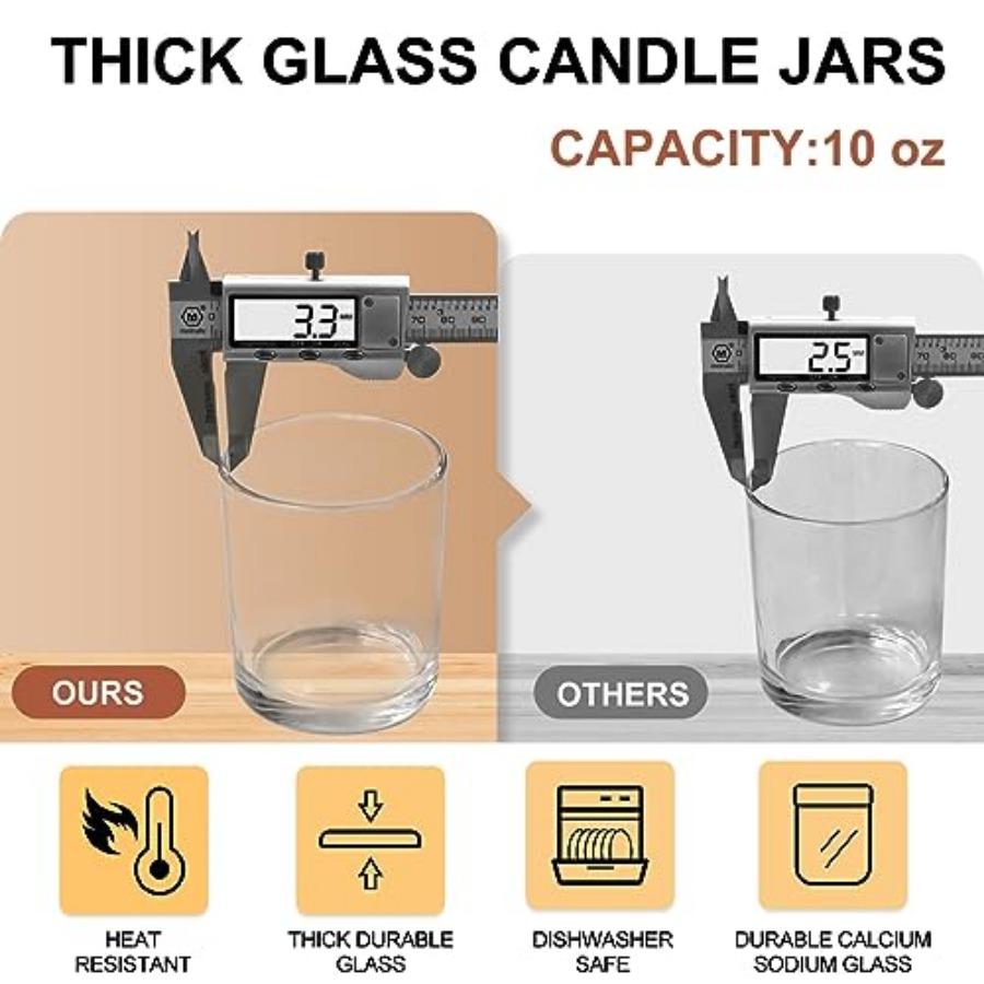 10 OZ Thick Candle Jars for Ma - Candle Making Jars With Lids 评论和价格